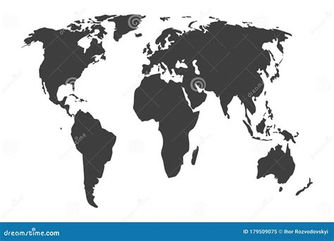 Gray Map Of World With Countries Borders Stock Illustration
