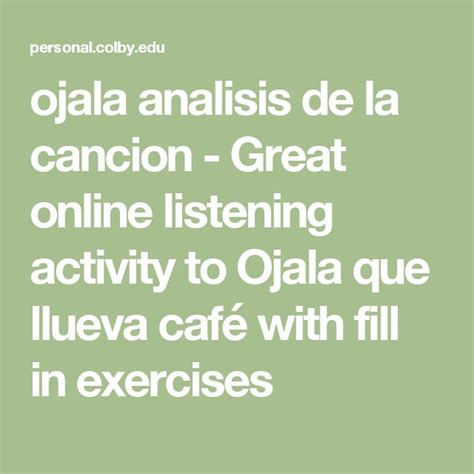 Check spelling or type a new query. ojala analisis de la cancion - Great online listening ...