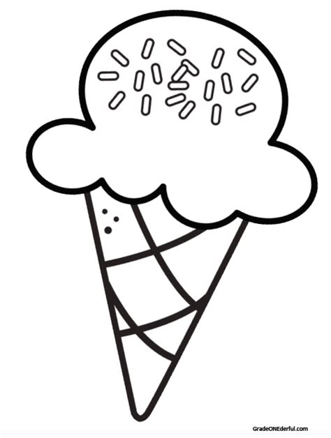 Free Ice-Cream Cone Colouring Page » Grade Onederful