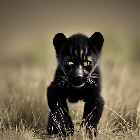 Baby Black Panther Cub Prowling · Creative Fabrica
