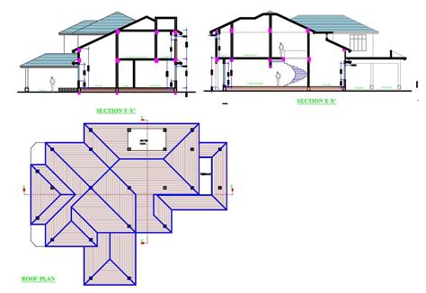Two Level House Section And Roof Plan Cad Drawing Details Dwg File