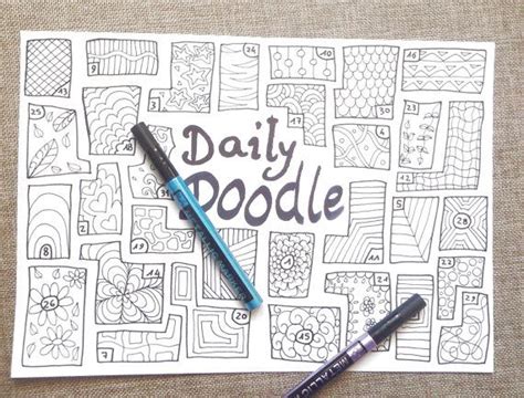 Daily Doodle Bullet Journal Printable Coloring Bujo Etsy In 2021