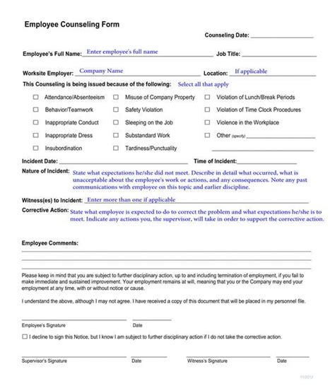Free 8 Employee Counseling Form Samples In Pdf Ms Word