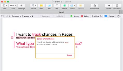 How to track changes in Apple Pages on Mac