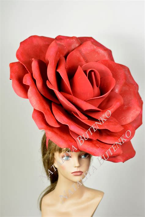 Huge 22 Rose Headband Big Red Rose Hat Kentucky Derby Etsy