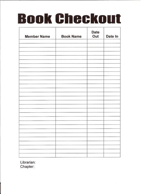 Book Check Out Sheet Library Checkout Library Books School Library