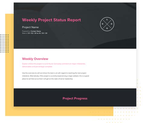 Free Weekly Project Status Report Template Edit Online Xtensio