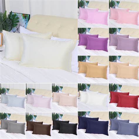 Piccocasa 2pcs Luxury Silky Satin Pillowcases With Zipper 21x27