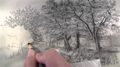 How To Draw With Charcoal Pencils Landscape Sketching Youtube