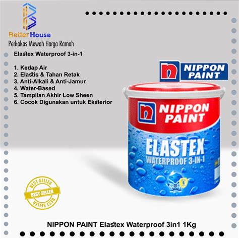 Jual Nippon Paint Elastex Waterproof Anti Bocor 3in1 1 Kg Shopee