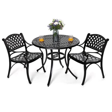 Nuu Garden Antique Bronze 3 Piece Cast Aluminum Patio Bistro Set With