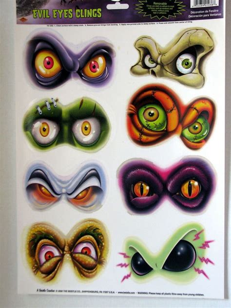 Halloween Decoration Evil Eye Clings Prop 8 Eyes On Sheet For Mirror Or