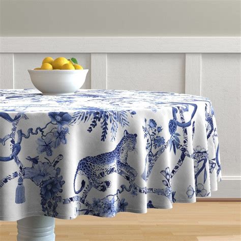 Botanical Toile Tablecloth Chinoiserie Whimsy By Etsy Table Cloth