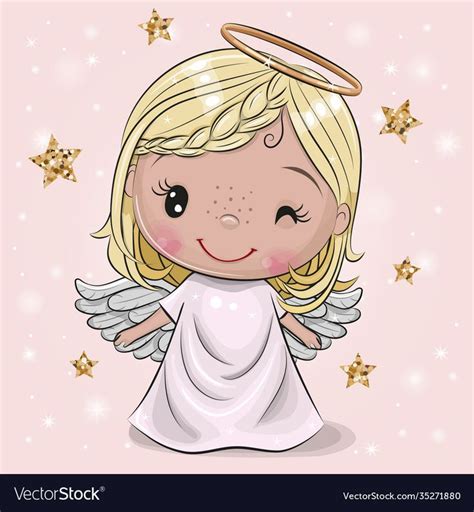 Cute Cartoon Christmas Angel On A Pink Background Download A Free Preview Or High Quality Adobe