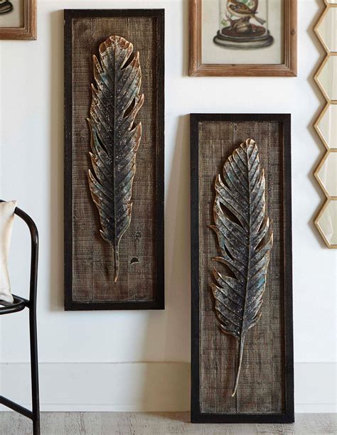 Big canvas paintings for home decor. Framed Feather Wall Art (Set of 2)