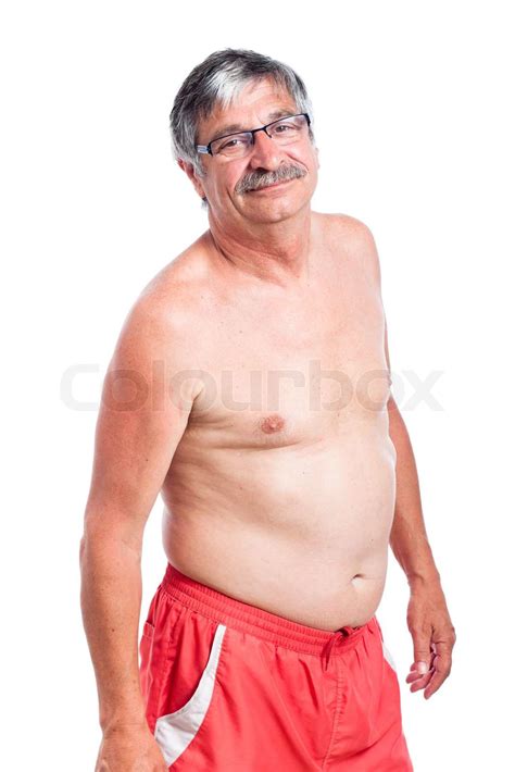 Sporty Shirtless Senior Man Stock Image Colourbox