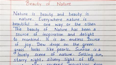 Write A Short Essay On Beauty Of Nature Essay Writing English Youtube