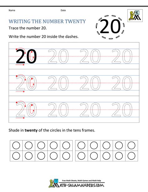 Tracing Number 20 Worksheet Name Tracing Generator Free