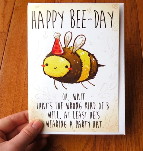 Funny Birthday Card Bee Card Cards Cute Cards Greeting Etsy