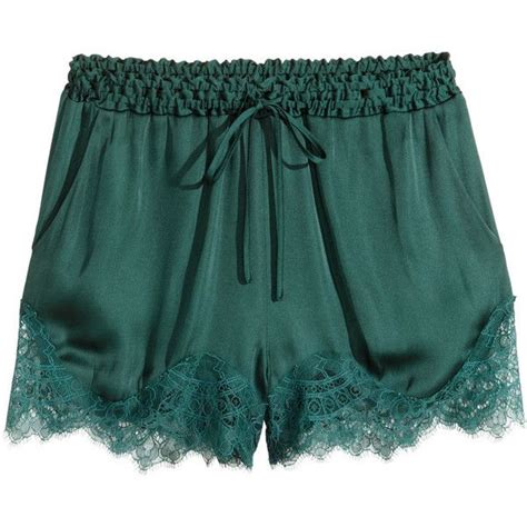 Handm Satin Shorts With Lace 30 Liked On Polyvore Featuring Shorts