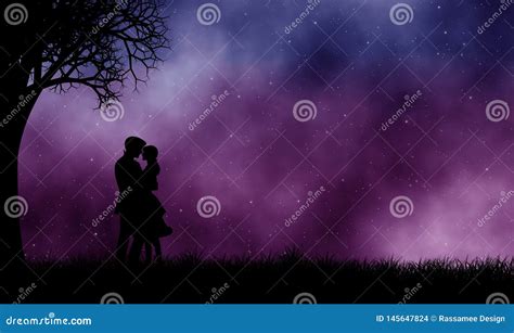 Lover Hug Each Other In Their Arms Under Beautiful Sky Stock Illustration Illustration Of
