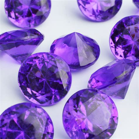 40 Purple Acrylic Crystal Diamonds Large One Inch Jewels Table