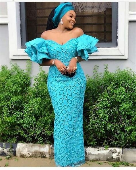 Stunning And Flawless Off Shoulder Asoebi Gown Design Nigerian Dress