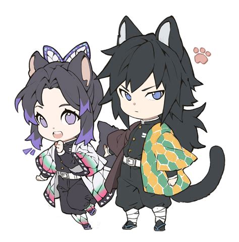kochou shinobu and tomioka giyuu (kimetsu no yaiba) drawn by papajay