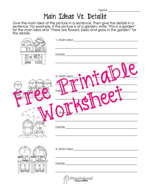 Free Printable First Grade Main Idea Worksheets

