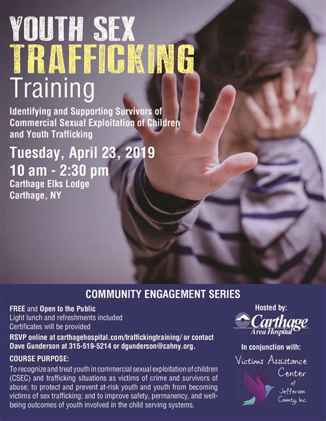 Youth Sex Trafficking Awareness Training Scheduled For April Rd Carthage Area Hospital Free