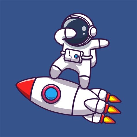 Cute Astronaut Dabbing On Rocket Cartoon Astronaut T Shirt Teepublic