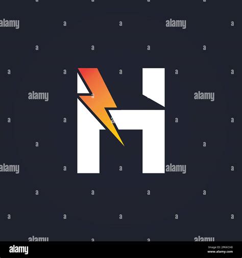 H Letter Logo With Lightning Thunder Bolt Vector Design Electric Bolt