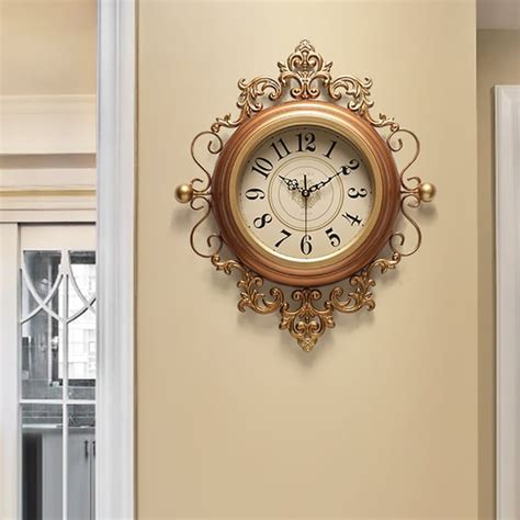 Traditional Metal Frame Wall Clock With Carved Flowers Homary Ca