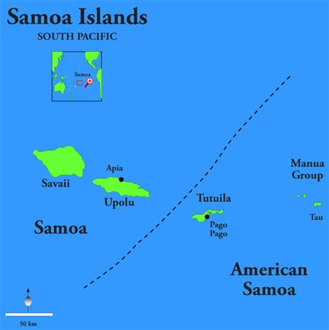 American Samoa South Pacific Map