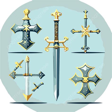 hình ảnh kiếm chéo png nhãn dán clipart minh họa của một thanh kiếm hoạt hình với thanh kiếm