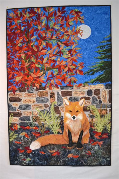 Fox In The Moonlight With Images Fox Illustration Fox Quilt Dog
