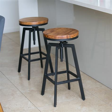 2x Metal Bar Stool Nyx Kitchen Chair Swivel Adjustable Stools Black