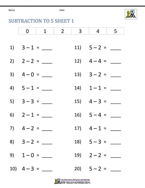 Subtraction Worksheets Printable