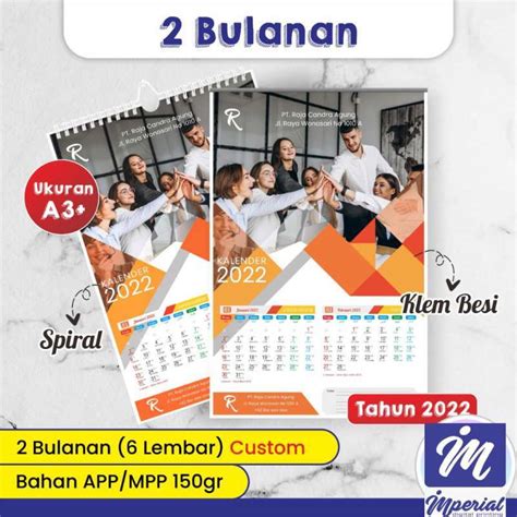 Jual Cetak Kalender Dinding 2022 Custom Foto Bahan Artpaper
