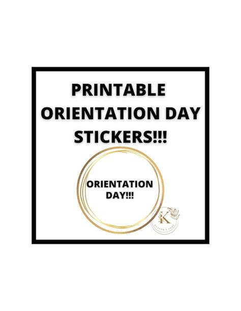 Orientation Day Stickers Printable Student School Etsy