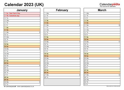Calendar 2023 Uk Free Printable Pdf Templates