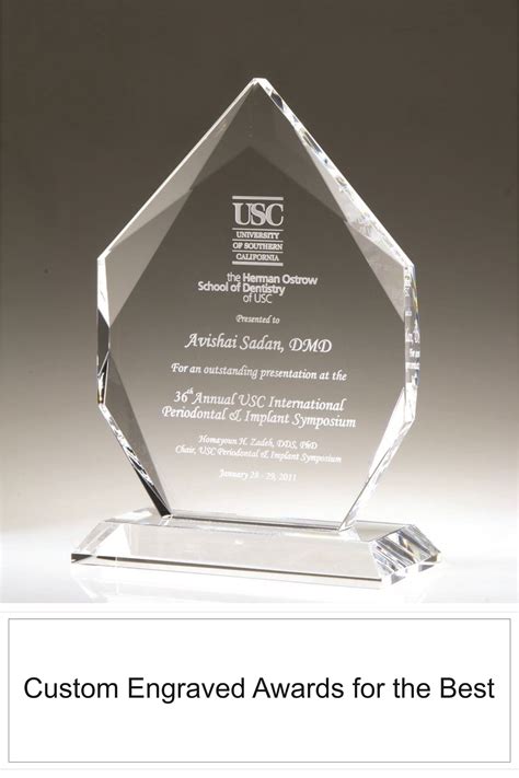 An Award Is Shown With The Words Custom Engraved Awards For The Best