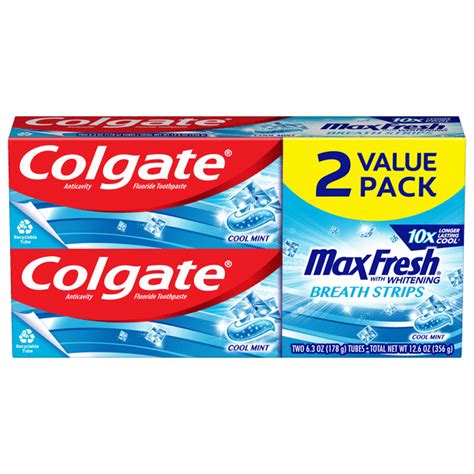 Colgate Max Fresh Toothpaste With Mini Breath Strips Cool Mint 63oz