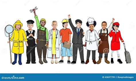 Group Of Children With Various Occupations Concept Stock Illustration