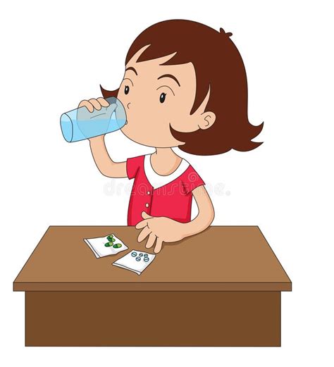 Take Your Medicine Stock Illustration Image Of Girl Water 6963402