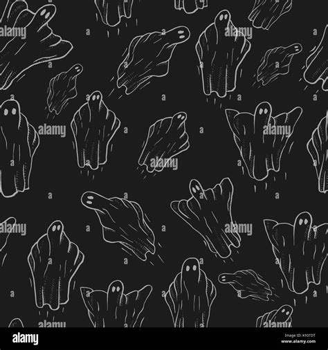 ghosts for halloween on black background cute ghosts characters vector illustration stock