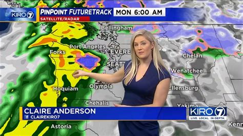 Claire Anderson Weather Tight Blue Dress Cleavage Hot Rear Jan 10 2020