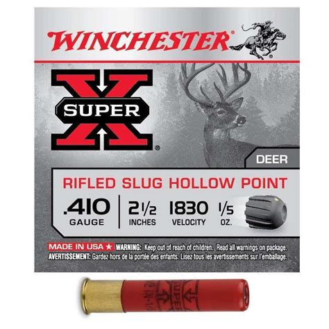 winchester super x 410 gauge 2 1 2 1 5 oz rifled slug 5 rounds x41rs5 connellsville pa at
