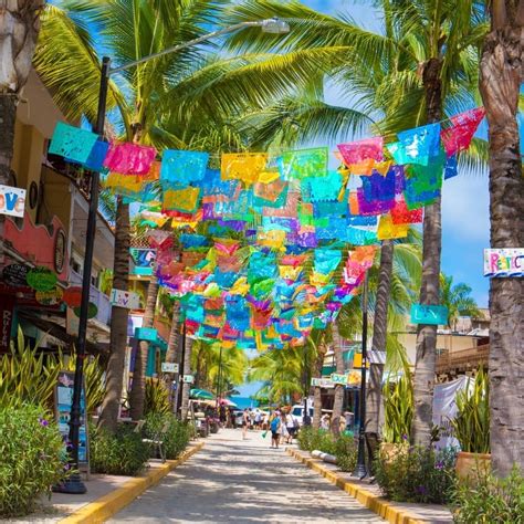 Colorful Flags Over Street In Village Of Sayulita Mexico Travel Off Path