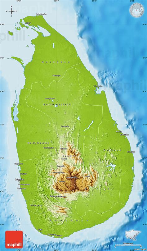 Physical Map Of Sri Lanka